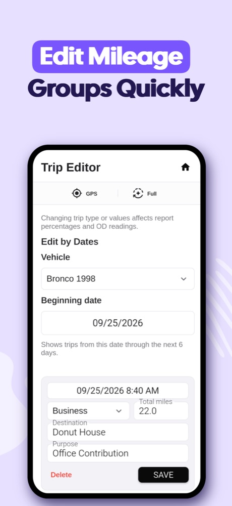 Trip Editor for editing a week of trips